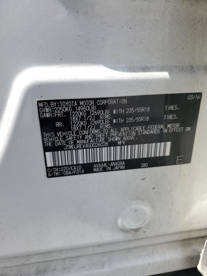JTMDJREV4GD026028 TOYOTA RAV4 2016