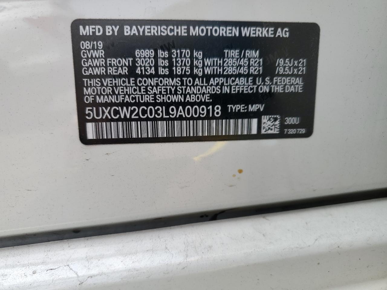2020 BMW X7 xDrive40I VIN: 5UXCW2C03L9A00918 Lot: 64478835