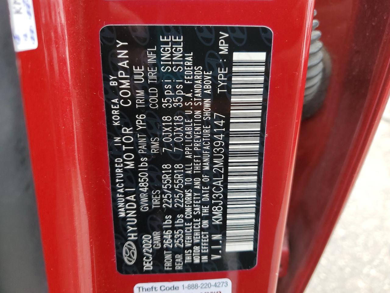 2021 Hyundai Tucson Limited VIN: KM8J3CAL2MU394147 Lot: 65126485