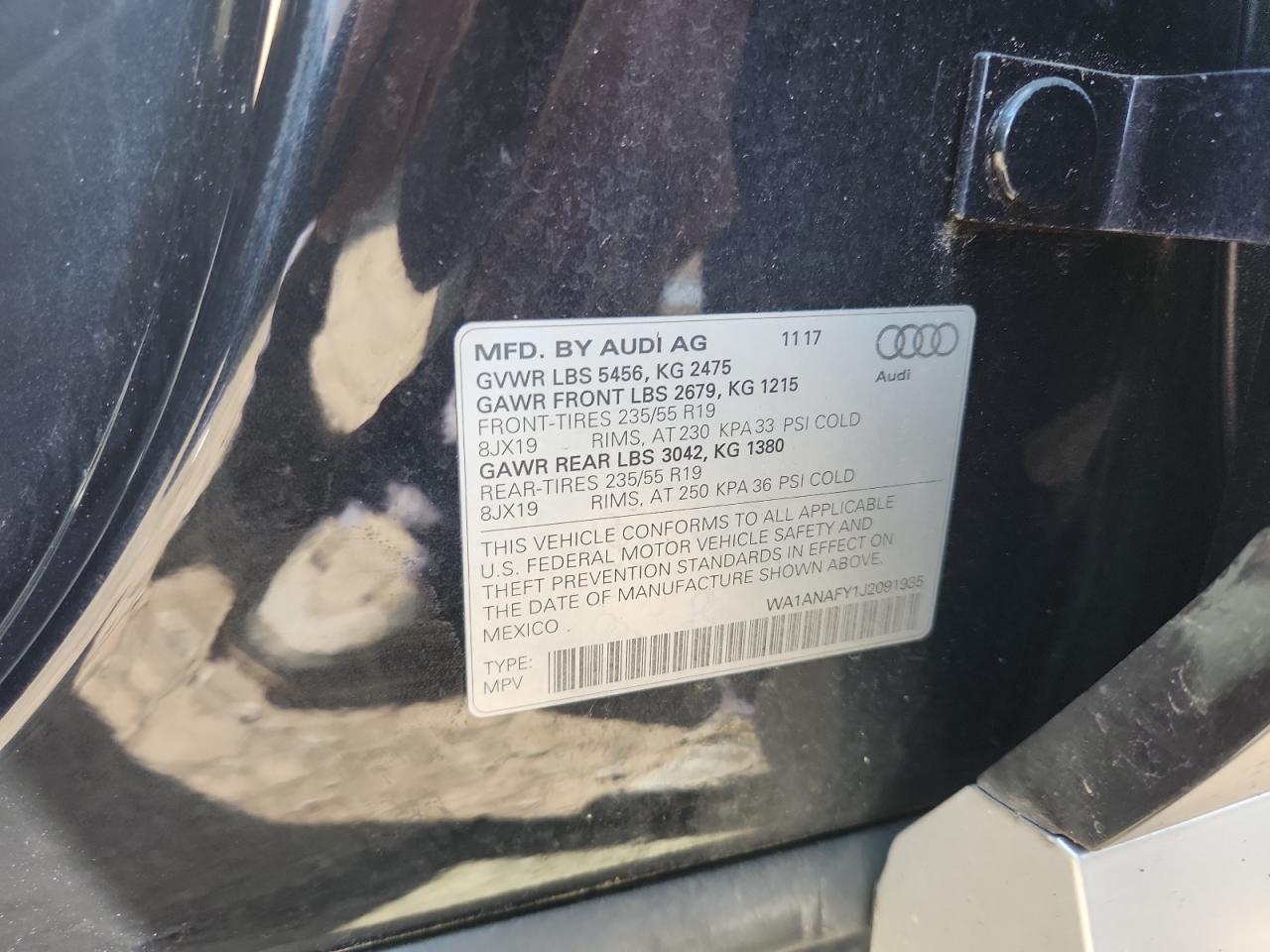 2018 Audi Q5 Premium VIN: WA1ANAFY1J2091935 Lot: 64300435