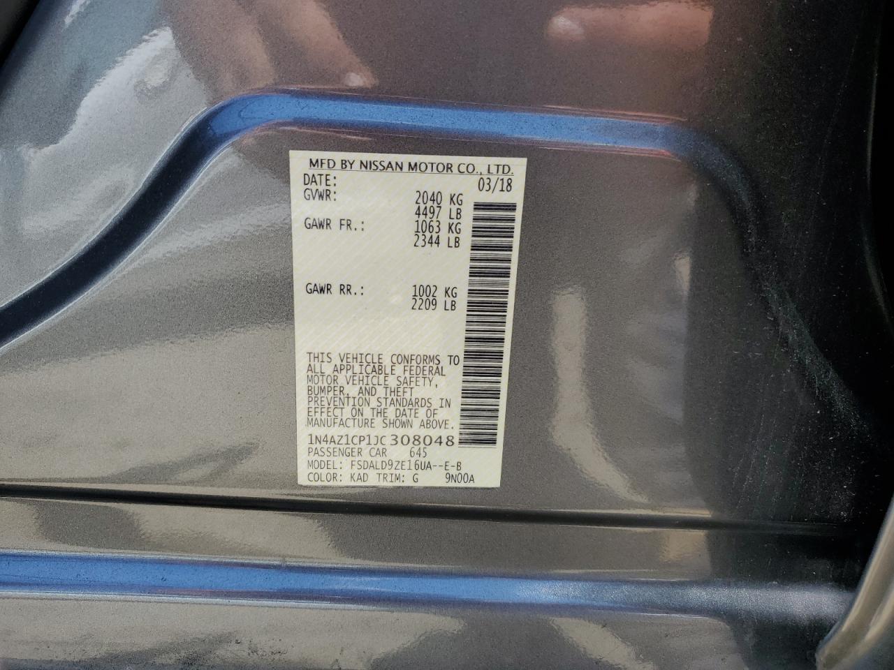 1N4AZ1CP1JC308048 NISSAN LEAF 2018