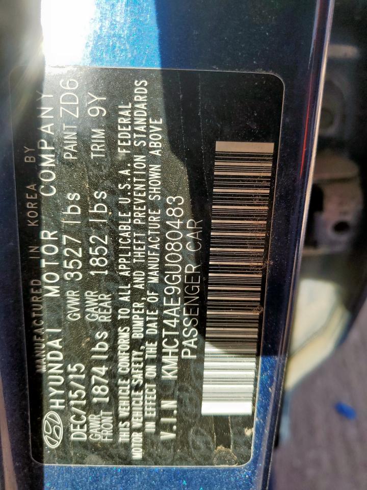 2016 Hyundai Accent Se VIN: KMHCT4AE9GU080483 Lot: 66510905