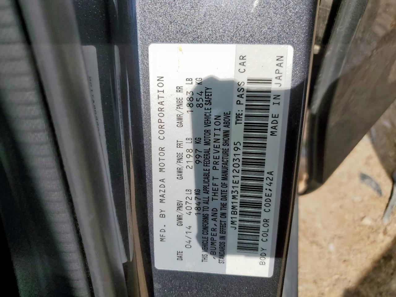 2014 Mazda 3 Grand Touring VIN: JM1BM1M31E1203195 Lot: 64879455