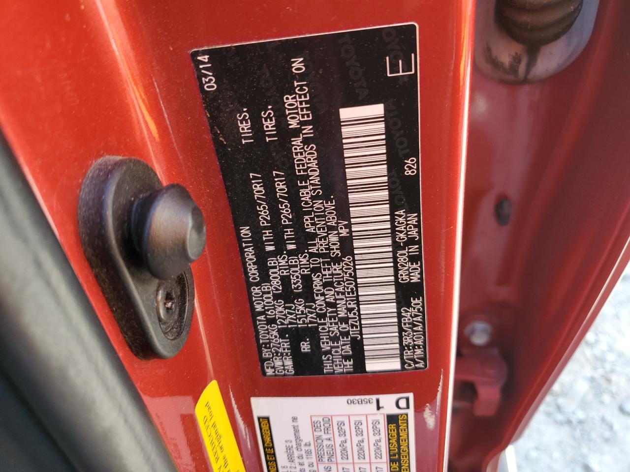 2014 Toyota 4Runner Sr5 VIN: JTEZU5JR1E5075026 Lot: 64062785
