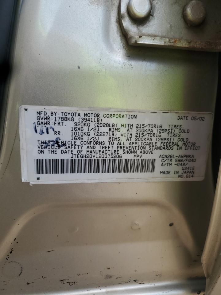 2002 Toyota Rav4 VIN: JTEGH20V120075206 Lot: 65276675