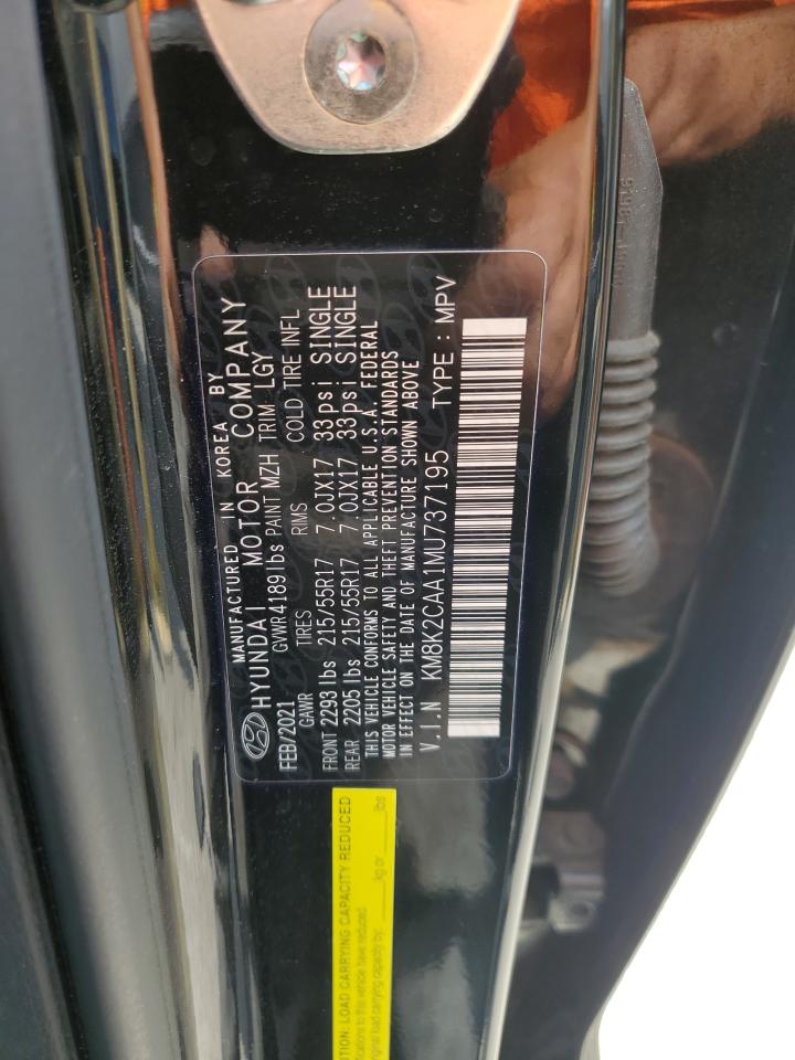2021 Hyundai Kona Sel VIN: KM8K2CAA1MU737195 Lot: 64006415
