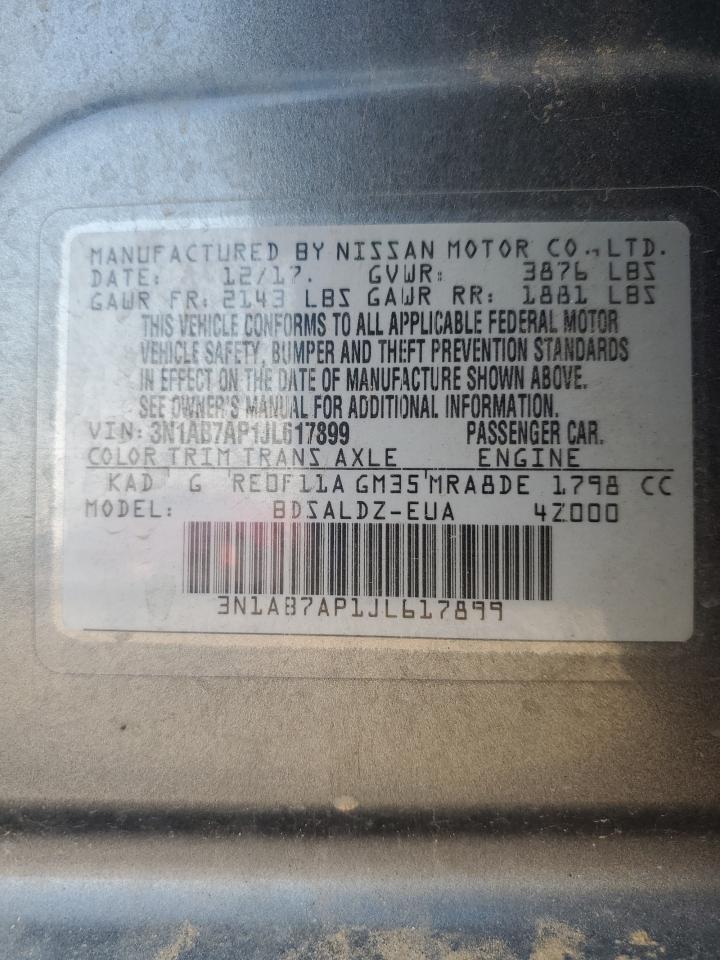 2018 Nissan Sentra S VIN: 3N1AB7AP1JL617899 Lot: 63647675