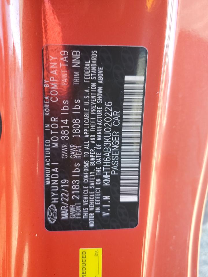 2019 Hyundai Veloster Turbo VIN: KMHTH6AB3KU020226 Lot: 62566775