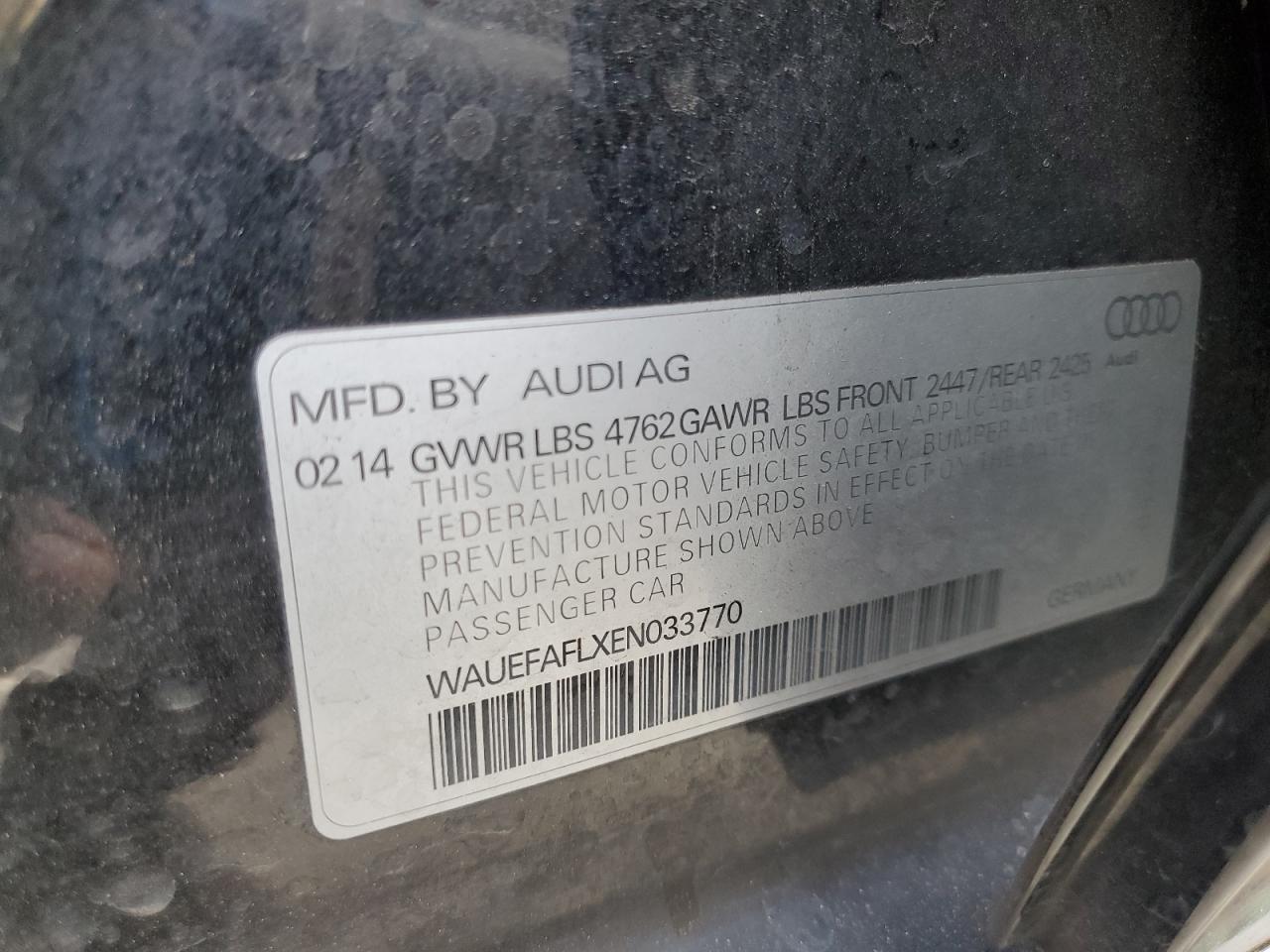 2014 Audi A4 Premium Plus VIN: WAUEFAFLXEN033770 Lot: 63069225