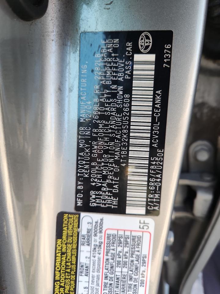 2005 Toyota Camry Le VIN: 4T1BE32K85U526608 Lot: 64364615