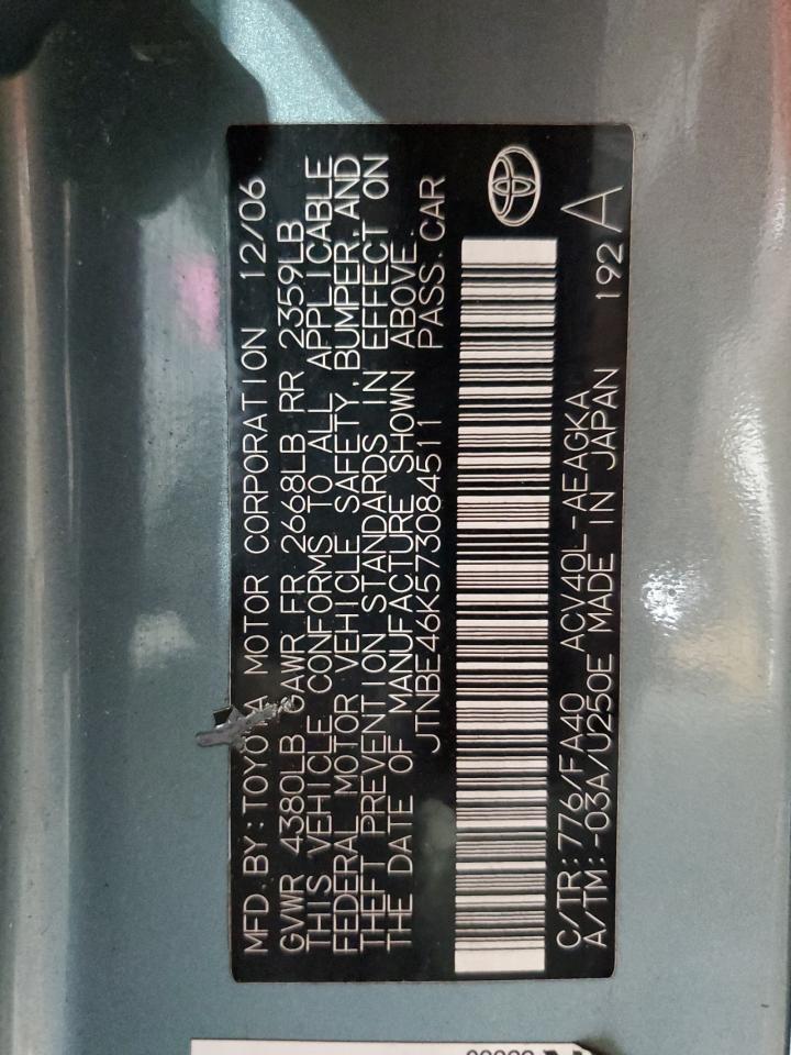 2007 Toyota Camry Ce VIN: JTNBE46K573084511 Lot: 65610785