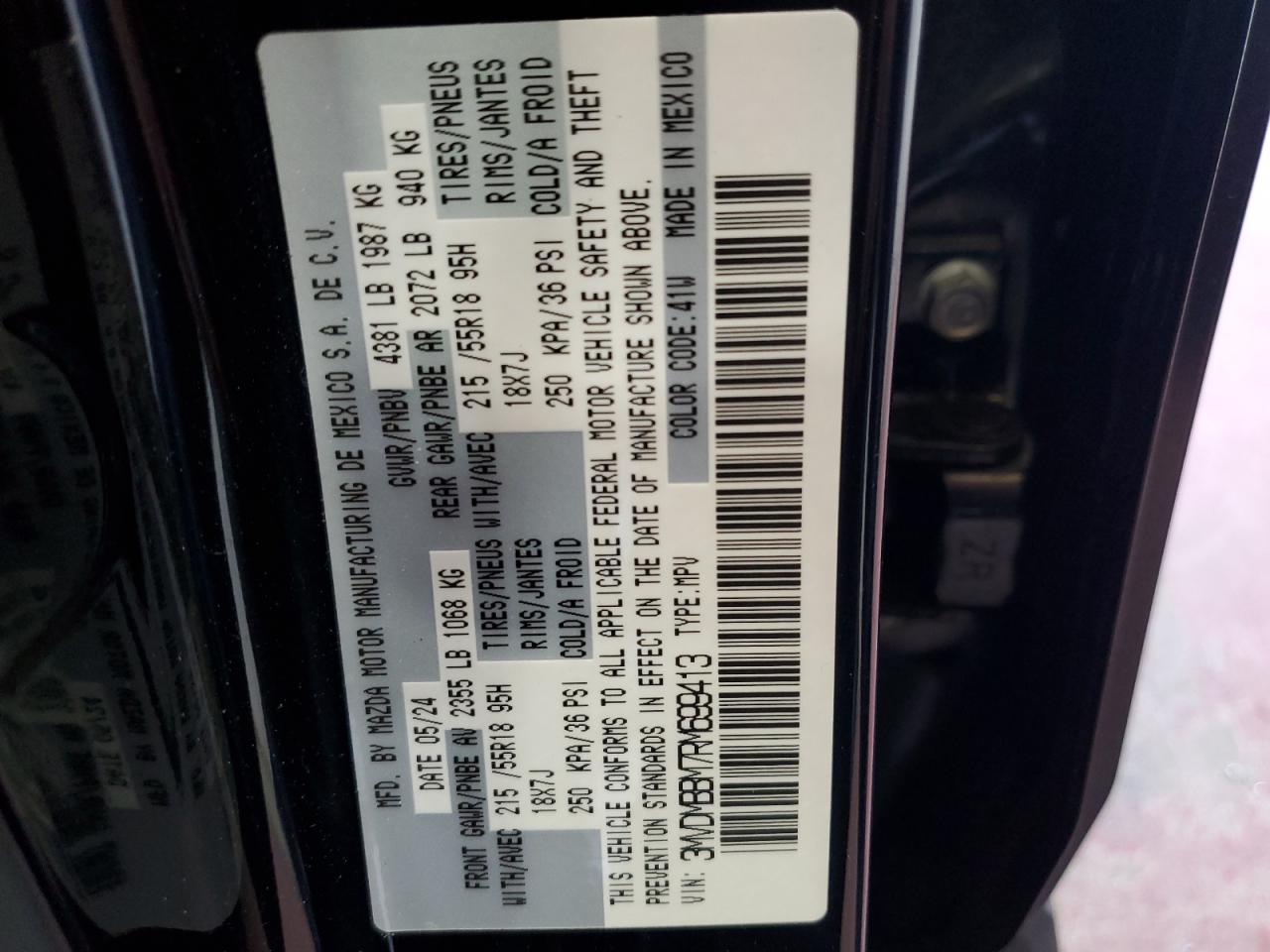 2024 Mazda Cx-30 Select VIN: 3MVDMBBM7RM699413 Lot: 64231145