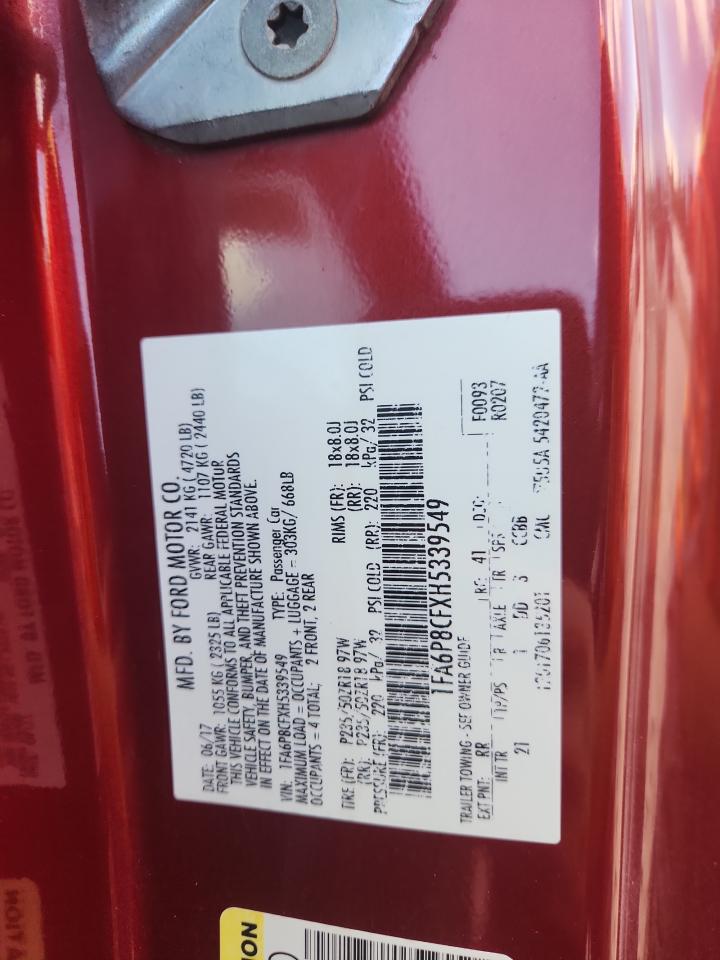 2017 Ford Mustang Gt VIN: 1FA6P8CFXH5339549 Lot: 64950075