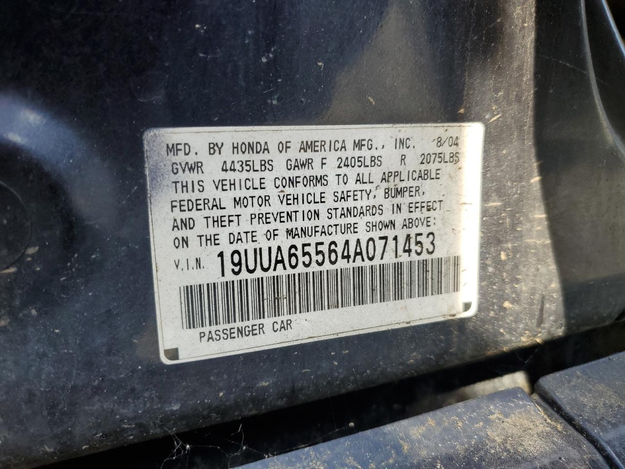 19uua65564a071453 19UUA65564A071453 2004 Acura Tl