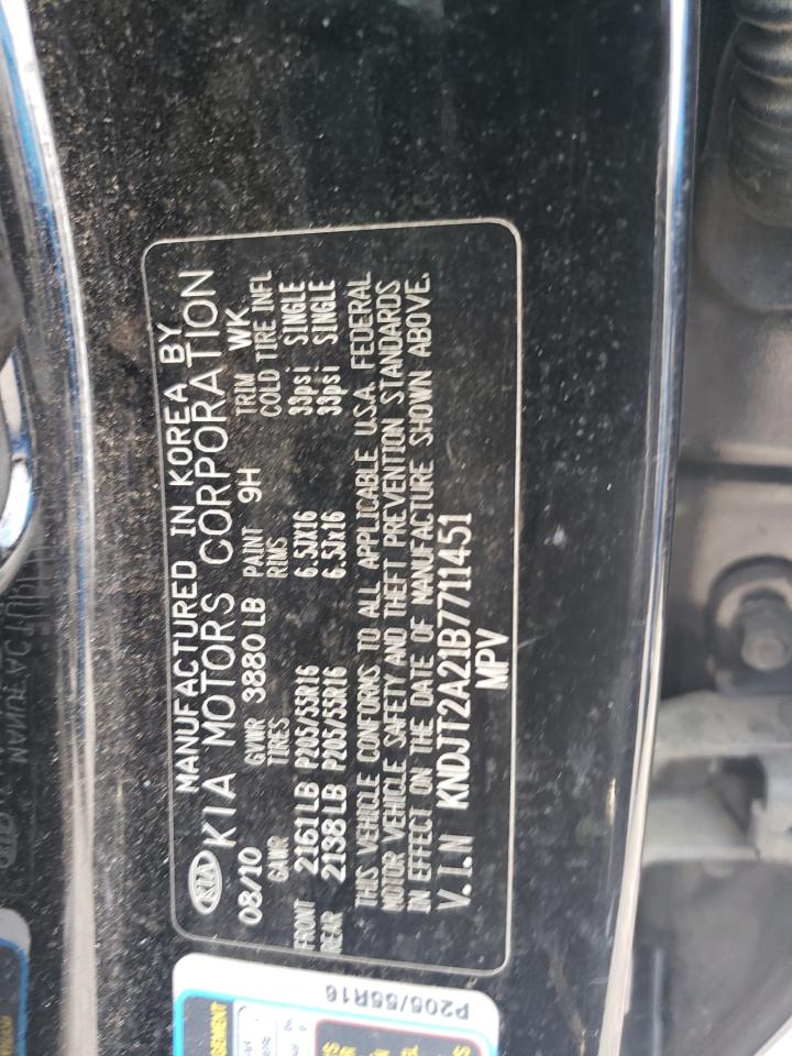 2011 Kia Soul + VIN: KNDJT2A21B7711451 Lot: 63978645