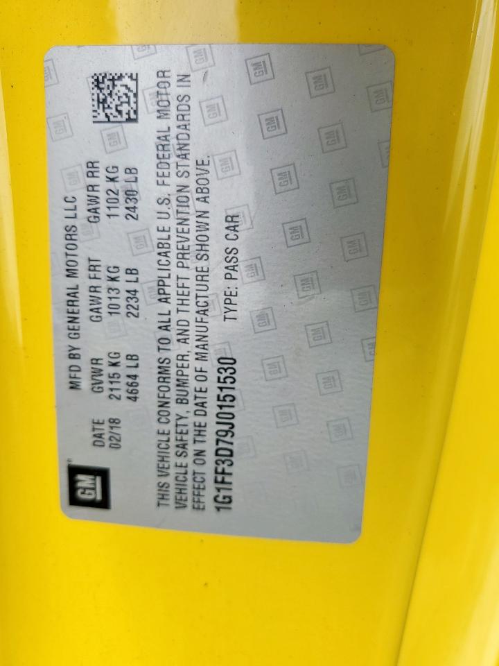 2018 Chevrolet Camaro Ss VIN: 1G1FF3D79J0151530 Lot: 66127525