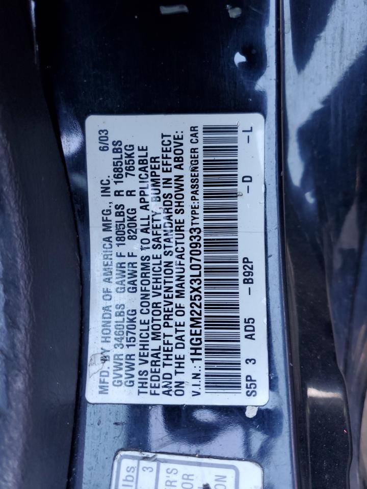 2003 Honda Civic Lx VIN: 1HGEM225X3L070933 Lot: 63277635