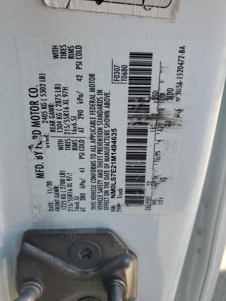 2021 Ford Transit Connect Xl VIN: NM0LS7E21M1494635 Lot: 63762235
