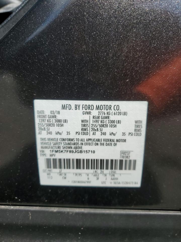 1FM5K7F89JGB15710 FORD EXPLORER 2018