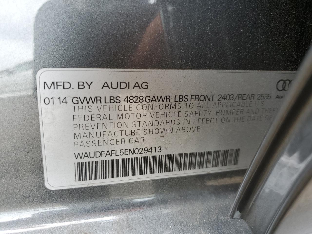 2014 Audi A4 Premium VIN: WAUDFAFL5EN029413 Lot: 63907295