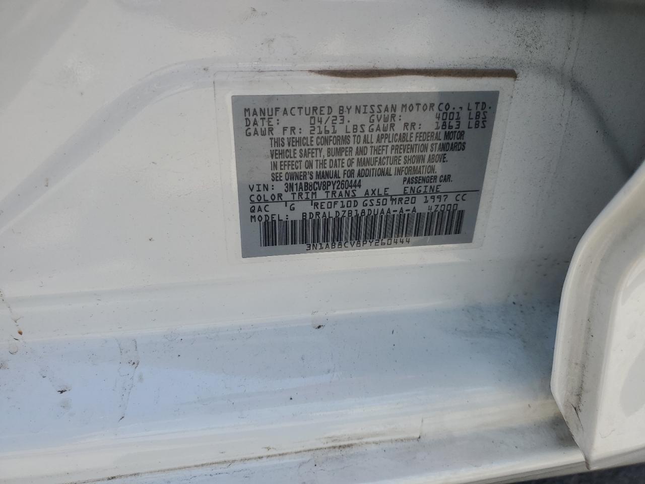 2023 Nissan Sentra Sv VIN: 3N1AB8CV8PY260444 Lot: 65037845