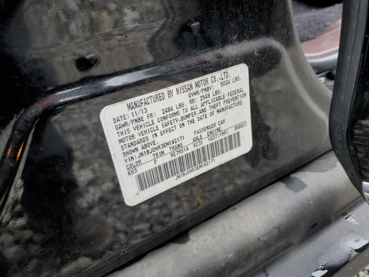 2014 Infiniti Qx50 VIN: JN1BJ0HR3EM192171 Lot: 64623185