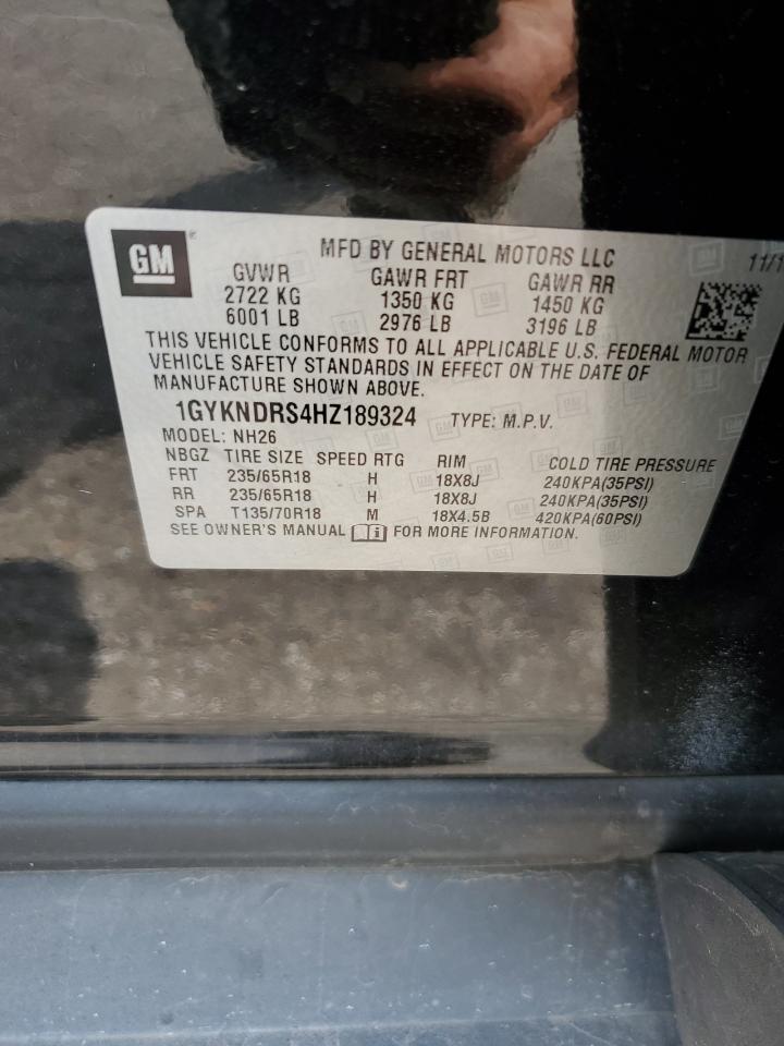 2017 Cadillac Xt5 Luxury VIN: 1GYKNDRS4HZ189324 Lot: 63616275