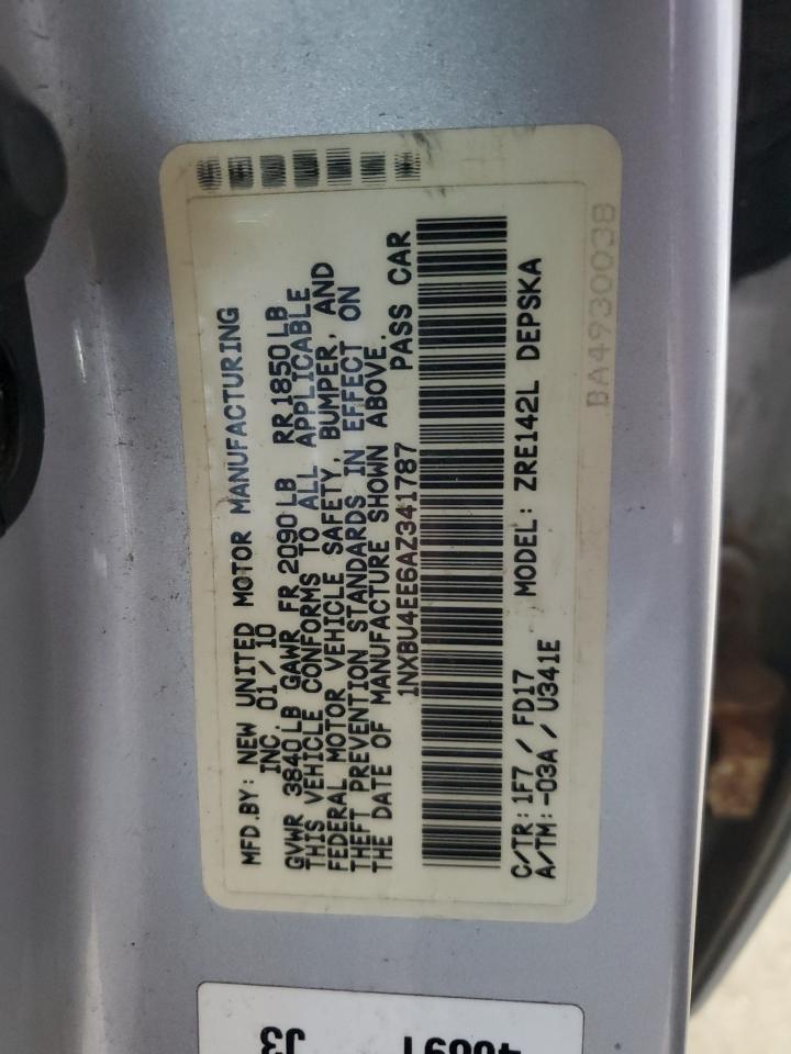 2010 Toyota Corolla Base VIN: 1NXBU4EE6AZ341787 Lot: 64838495