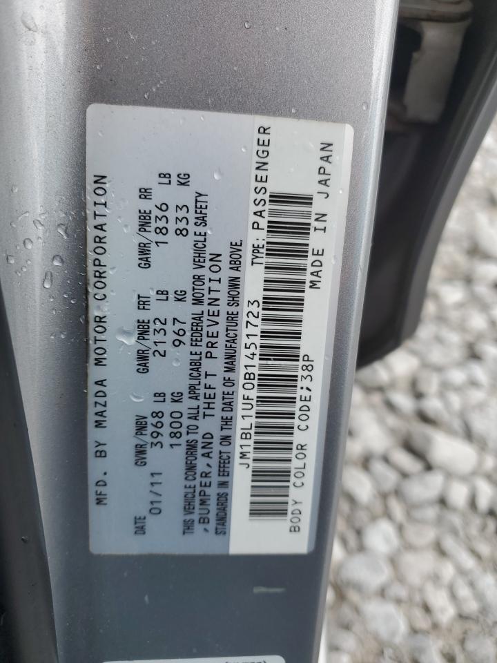 2011 Mazda 3 I VIN: JM1BL1UF0B1451723 Lot: 64621035
