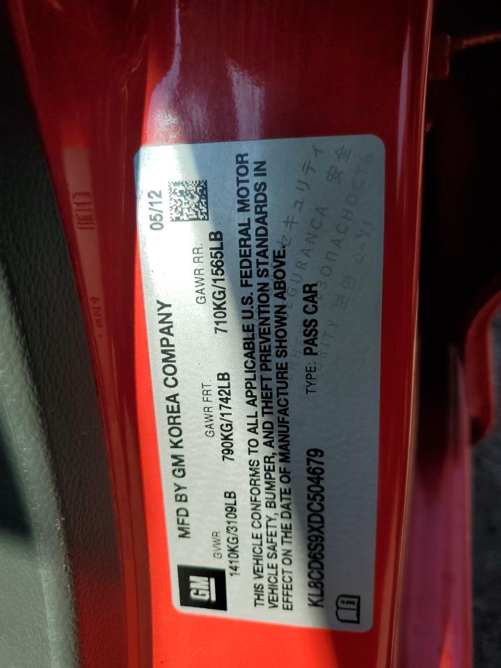 2013 Chevrolet Spark 1Lt VIN: KL8CD6S9XDC504679 Lot: 63453175