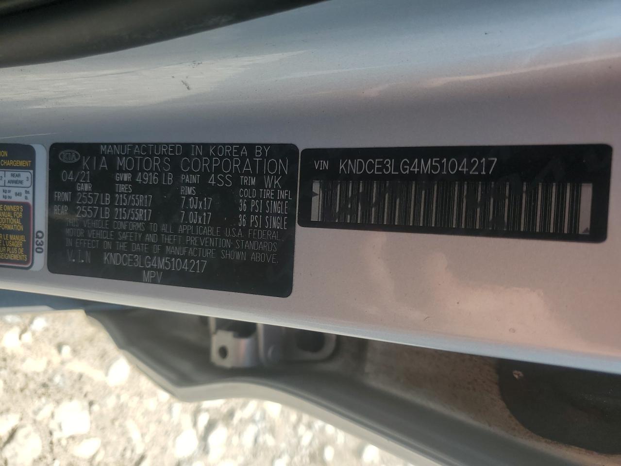 2021 Kia Niro Ex Premium VIN: KNDCE3LG4M5104217 Lot: 65675025