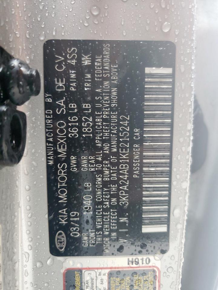 2019 Kia Rio S VIN: 3KPA24AB1KE215242 Lot: 64608085