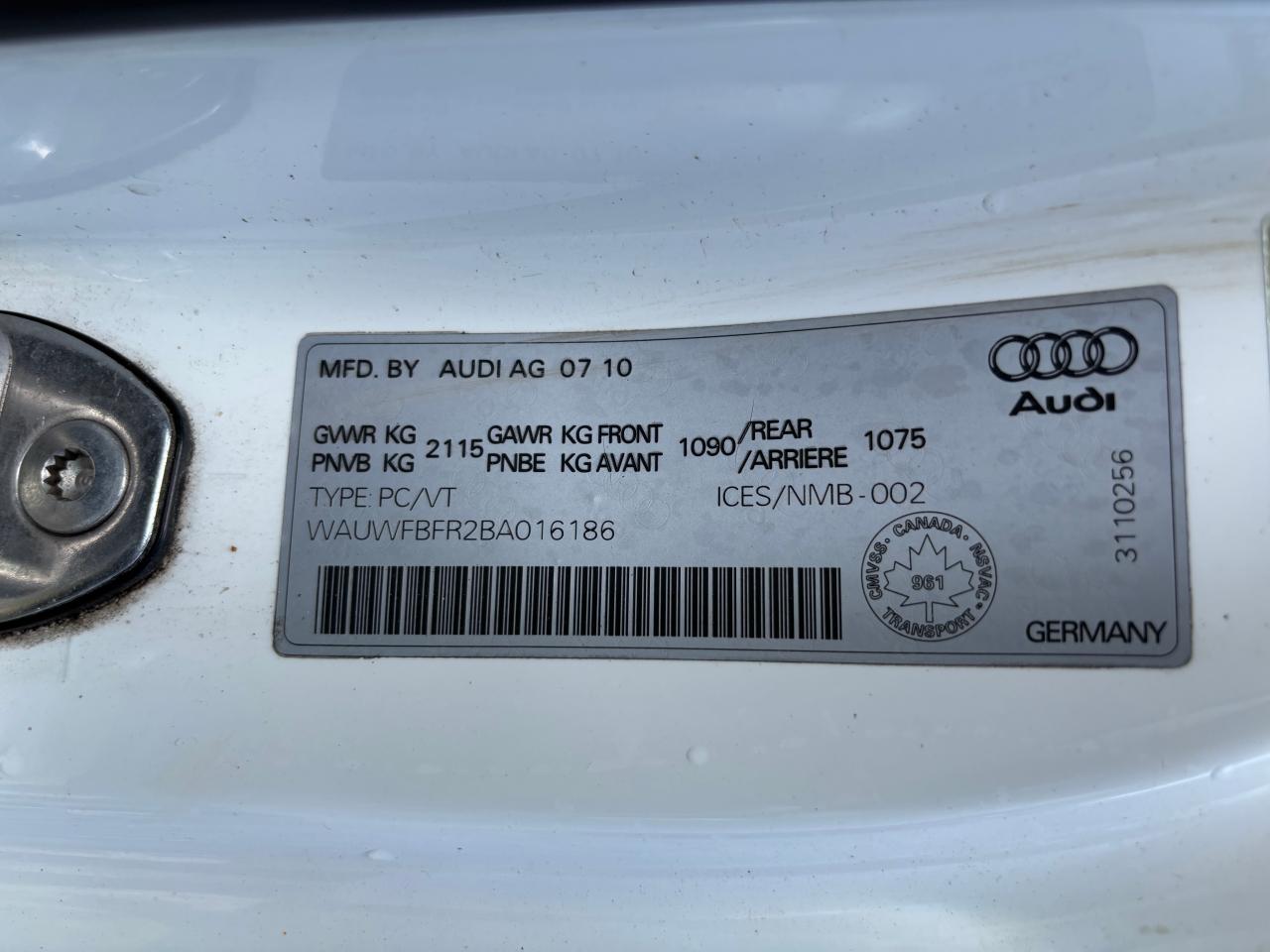 2011 Audi A5 Prestige VIN: WAUWFBFR2BA016186 Lot: 65568325