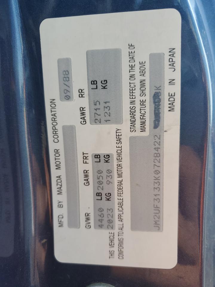 jm2uf3133k0728422 JM2UF3133K0728422 1989 Mazda B2200 Cab Plus
