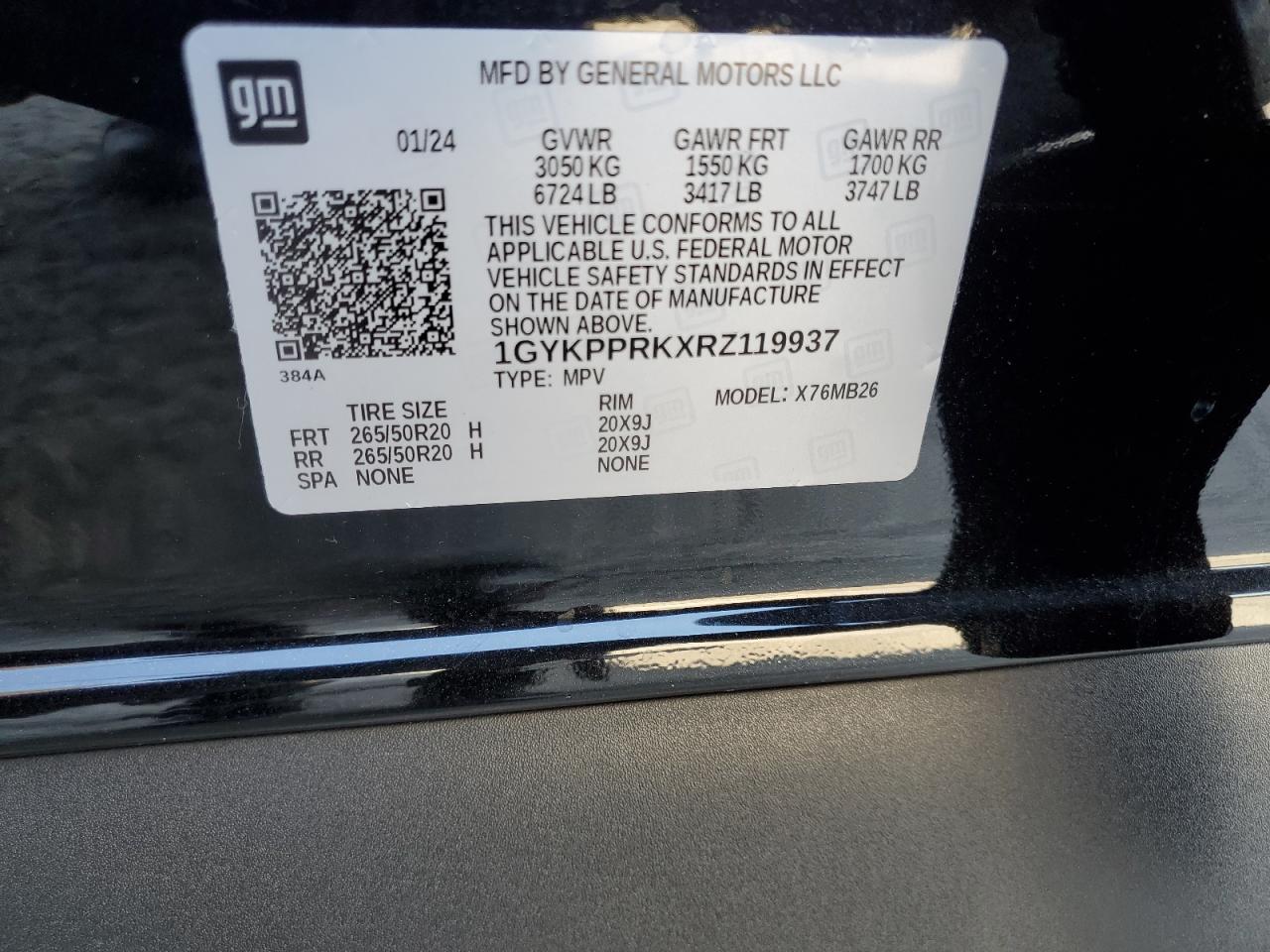 2024 Cadillac Lyriq Luxury VIN: 1GYKPPRKXRZ119937 Lot: 63052215
