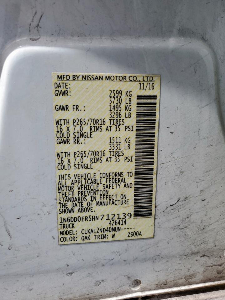 1N6DD0ER5HN712139 NISSAN FRONTIER 2017