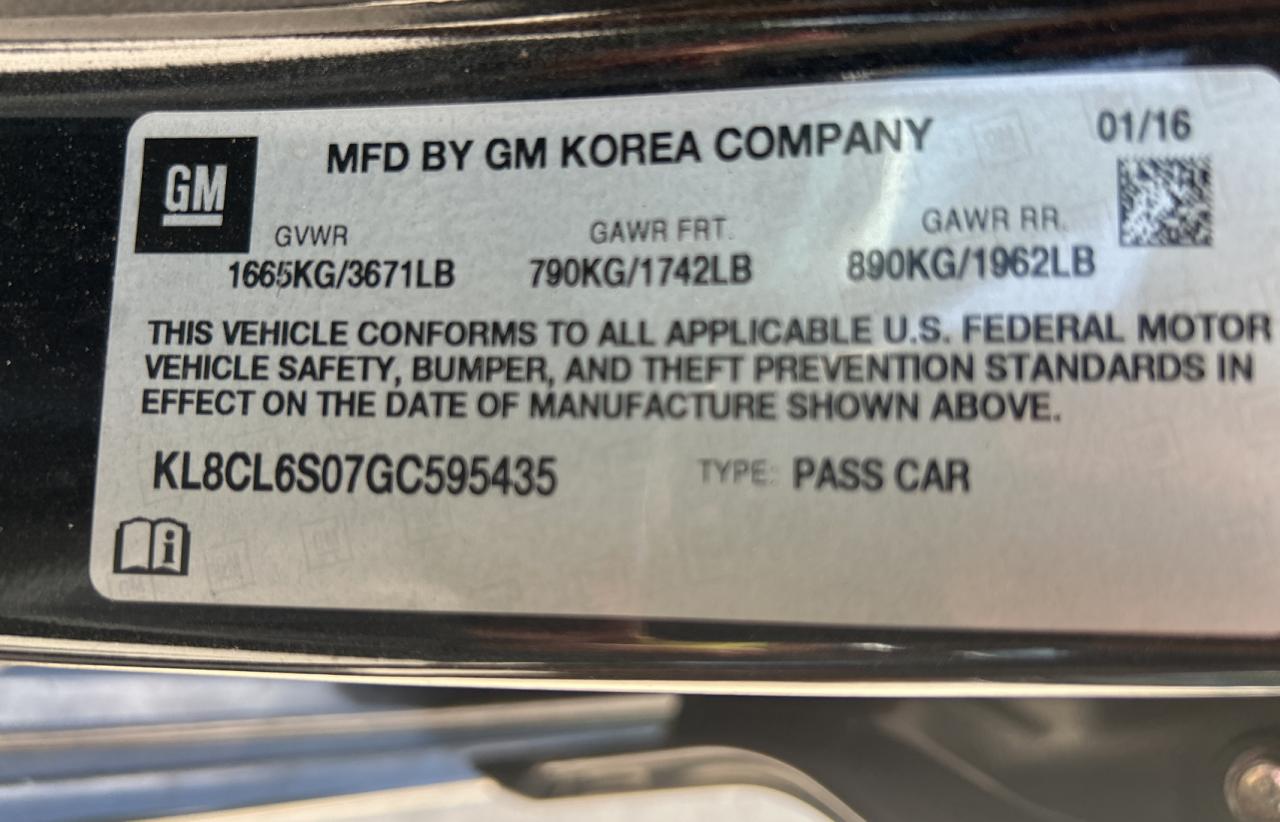 KL8CL6S07GC595435 CHEVROLET SPARK 2016