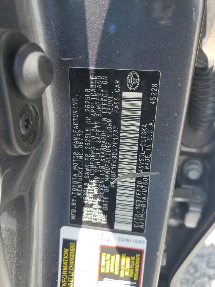 2013 Toyota Camry L VIN: 4T1BF1FK9DU281733 Lot: 64742925