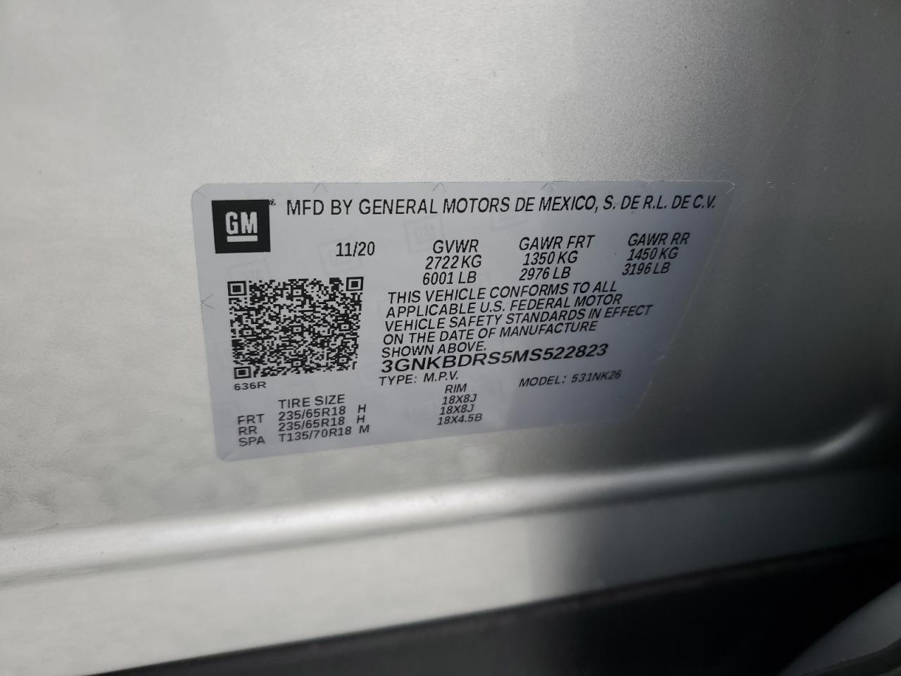 3gnkbdrs5ms522823 3GNKBDRS5MS522823 2021 Chevrolet Blazer 3Lt