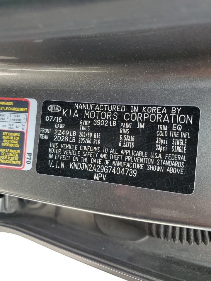 2016 Kia Soul VIN: KNDJN2A29G7404739 Lot: 63807735