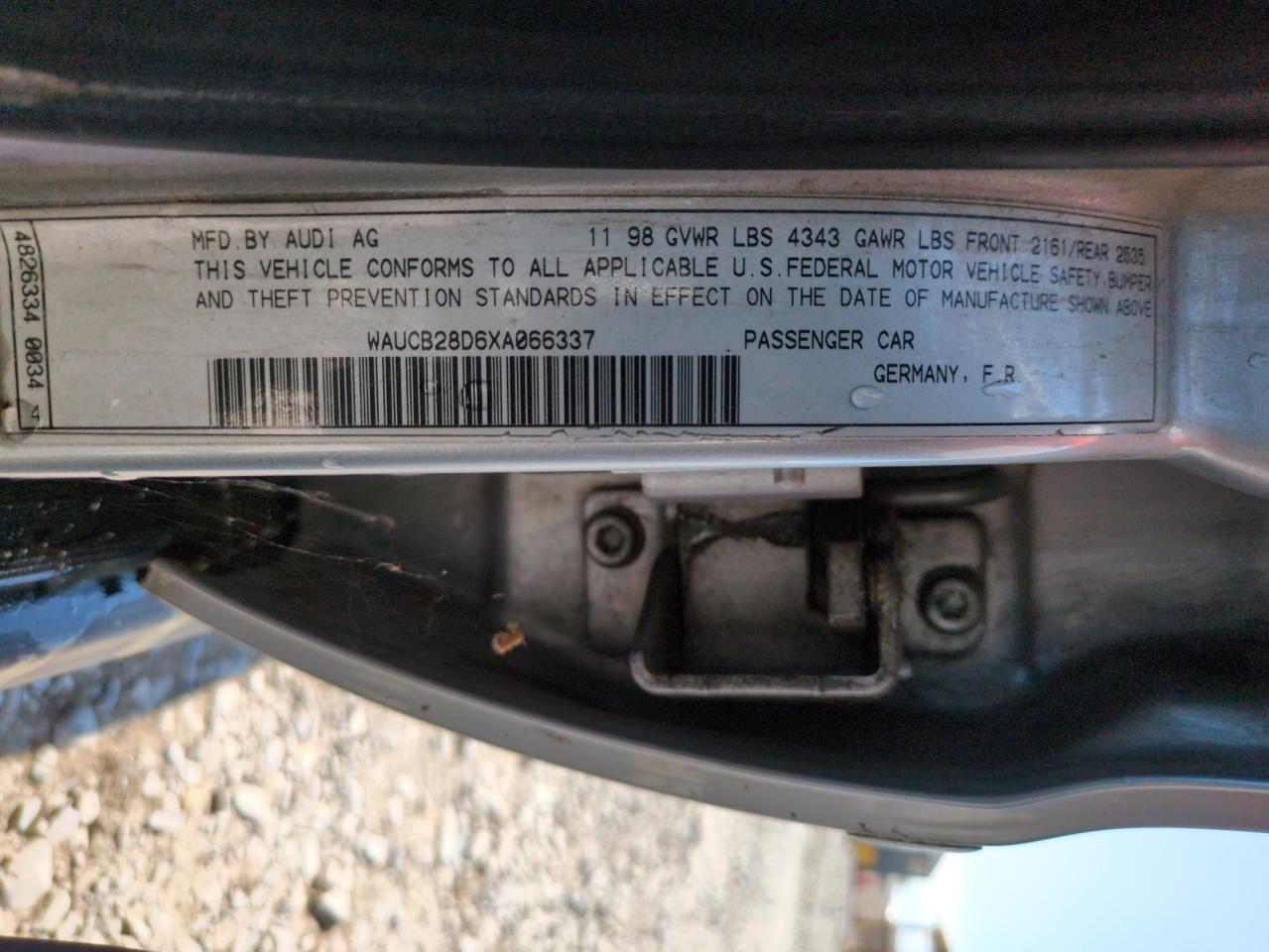 1999 Audi A4 1.8T Quattro VIN: WAUCB28D6XA066337 Lot: 50974405