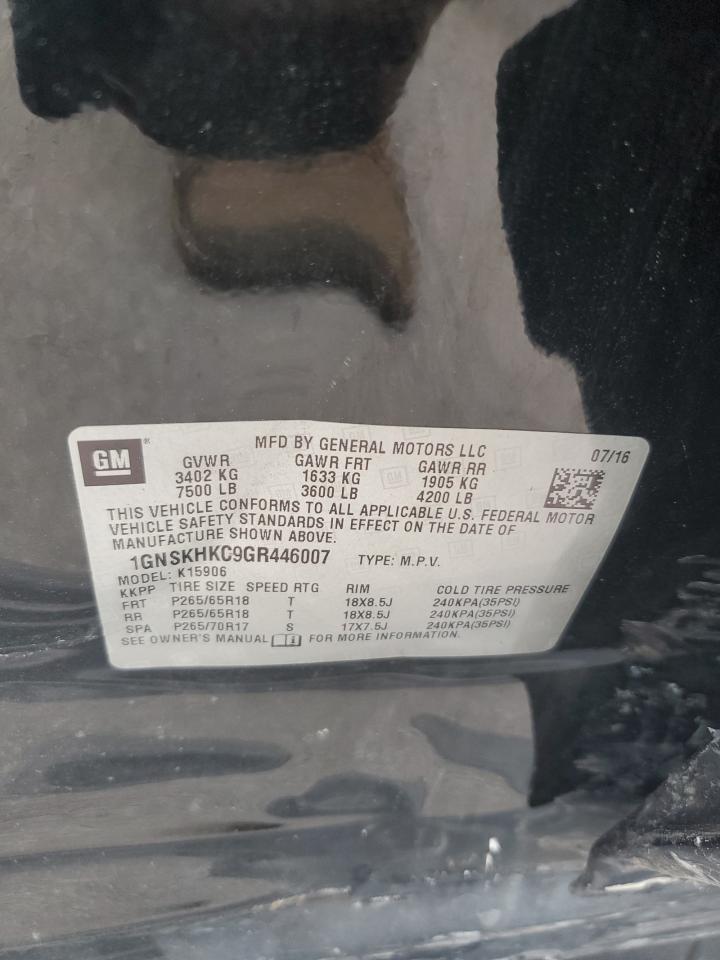 1gnskhkc9gr446007 1GNSKHKC9GR446007 2016 Chevrolet Suburban K1500 Lt