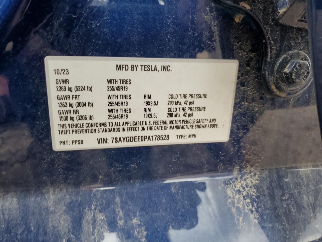 2023 Tesla Model Y VIN: 7SAYGDEE0PA178528 Lot: 63116875