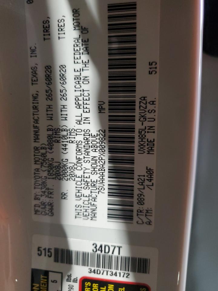 2023 Toyota Sequoia Sr5 VIN: 7SVAAABA2PX009822 Lot: 62917455