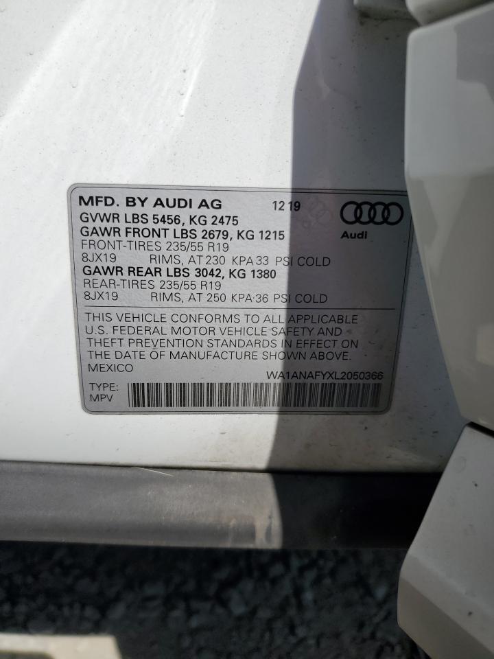 2020 Audi Q5 Premium VIN: WA1ANAFYXL2050366 Lot: 63590455