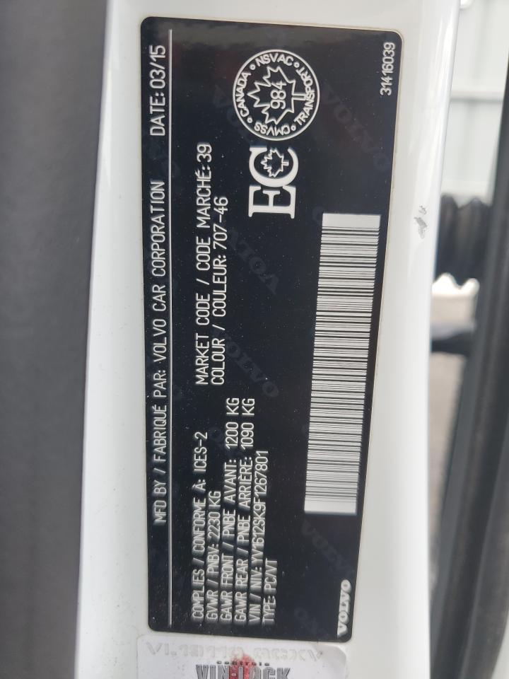 yv1612sk9f1267801 YV1612SK9F1267801 2015 Volvo V60 Premier