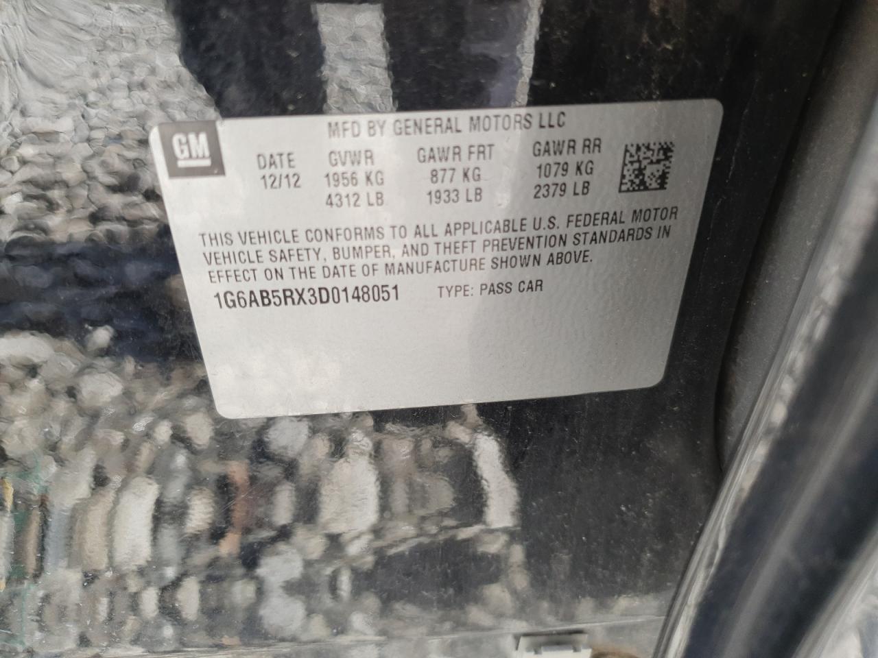 2013 Cadillac Ats Luxury VIN: 1G6AB5RX3D0148051 Lot: 62780415