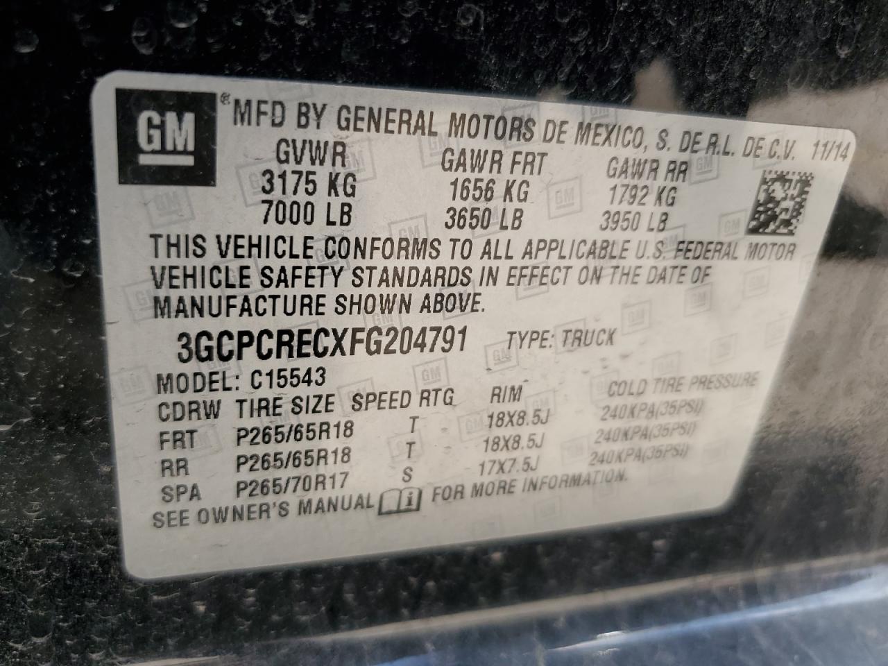 2015 Chevrolet Silverado C1500 Lt VIN: 3GCPCRECXFG204791 Lot: 64885845