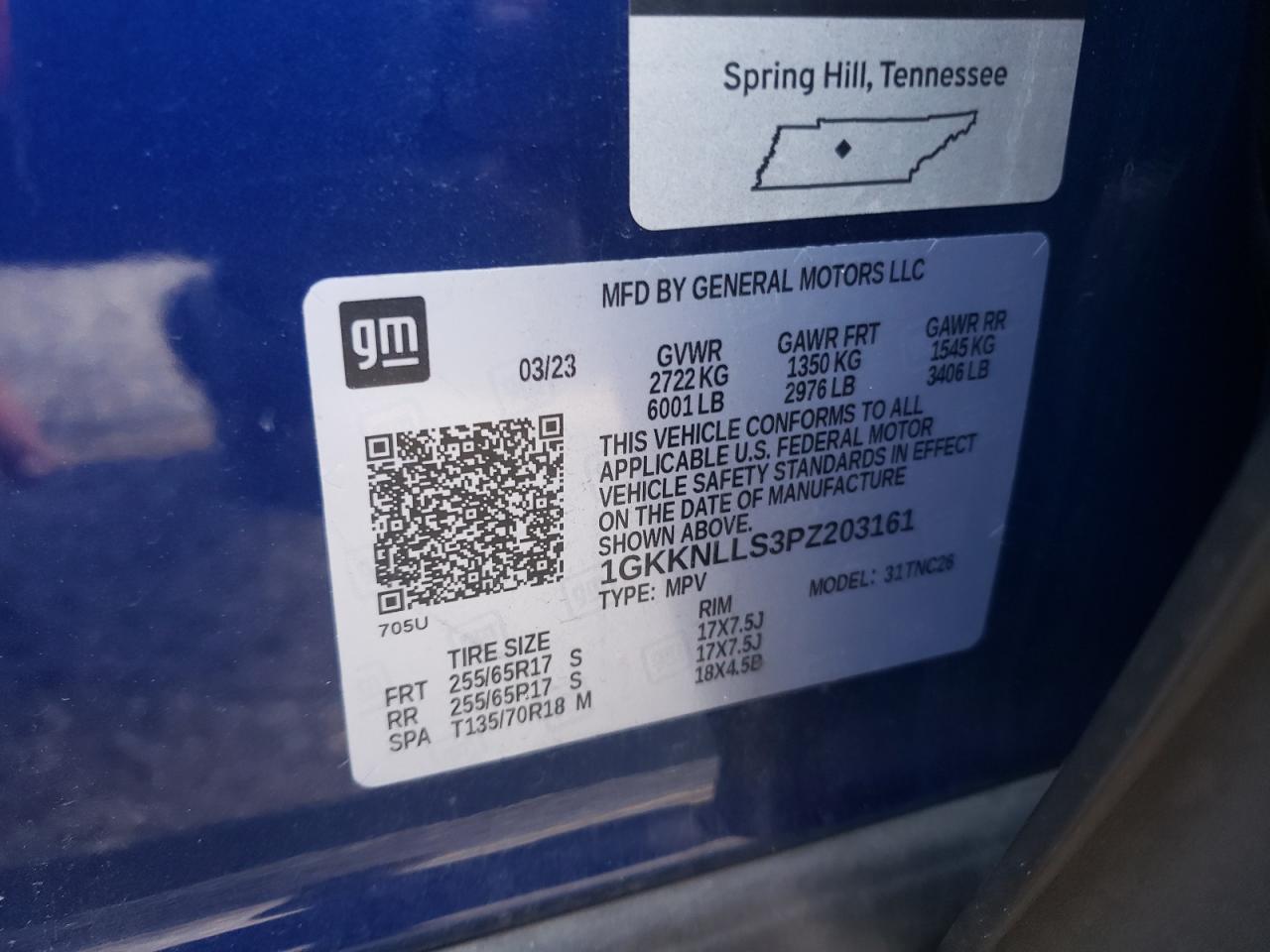 2023 GMC Acadia At4 VIN: 1GKKNLLS3PZ203161 Lot: 62936595