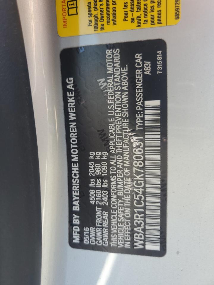 2016 BMW 435 I VIN: WBA3R1C54GK780631 Lot: 64791935